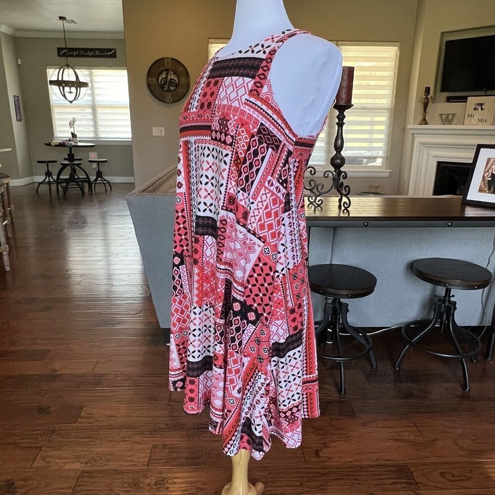 Bobbie Brooks Sleeveless Knit Dress Small Soft Casual Summer Patchwork Print S - Picture 3 of 14